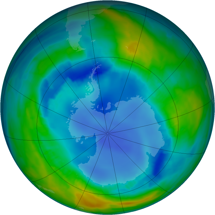 Antarctic ozone map for 14 August 2013